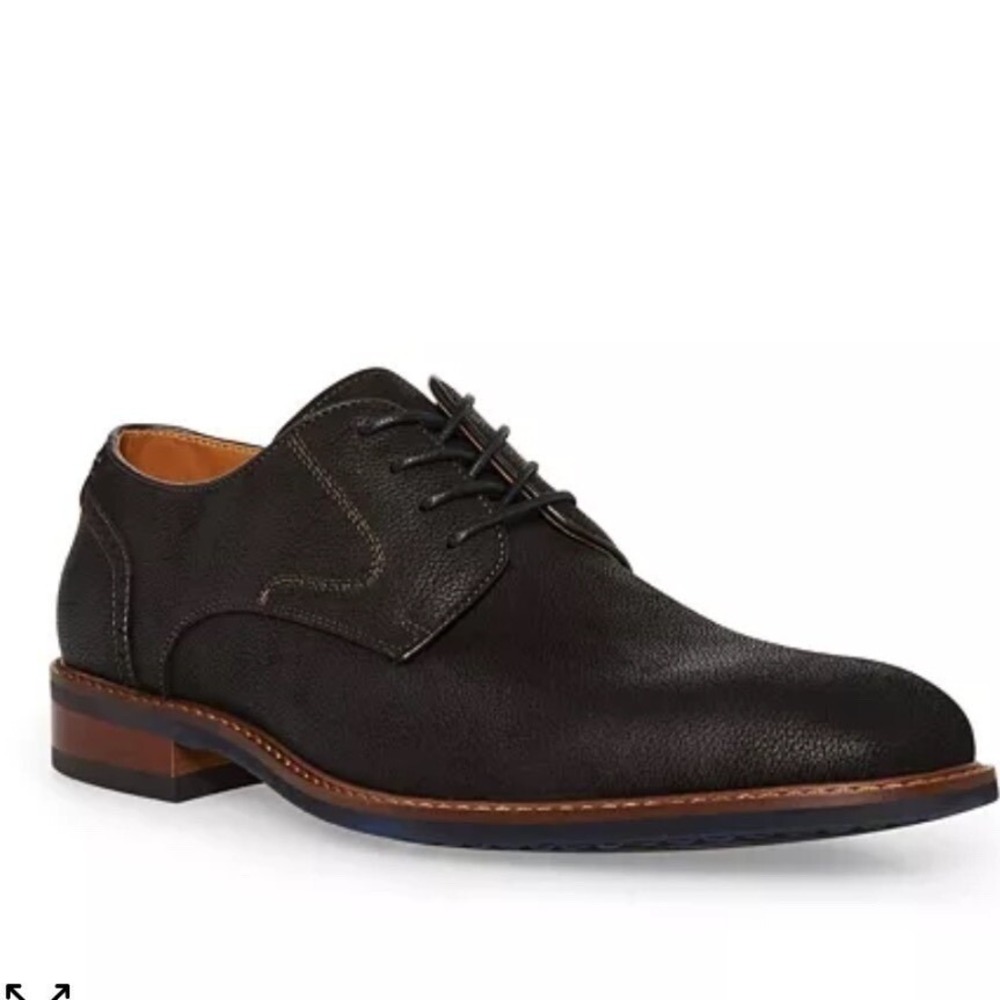 Steve Madden Bannon Oxfords Dress Shoes Nubuck Leather Lace Up Black Sz 13 NEW